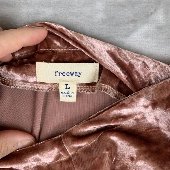 NWOT Freeway Crushed Velvet‎ Dress Women’s L Pink V neck Spaghetti Strap (0701) - Picture 4 of 15